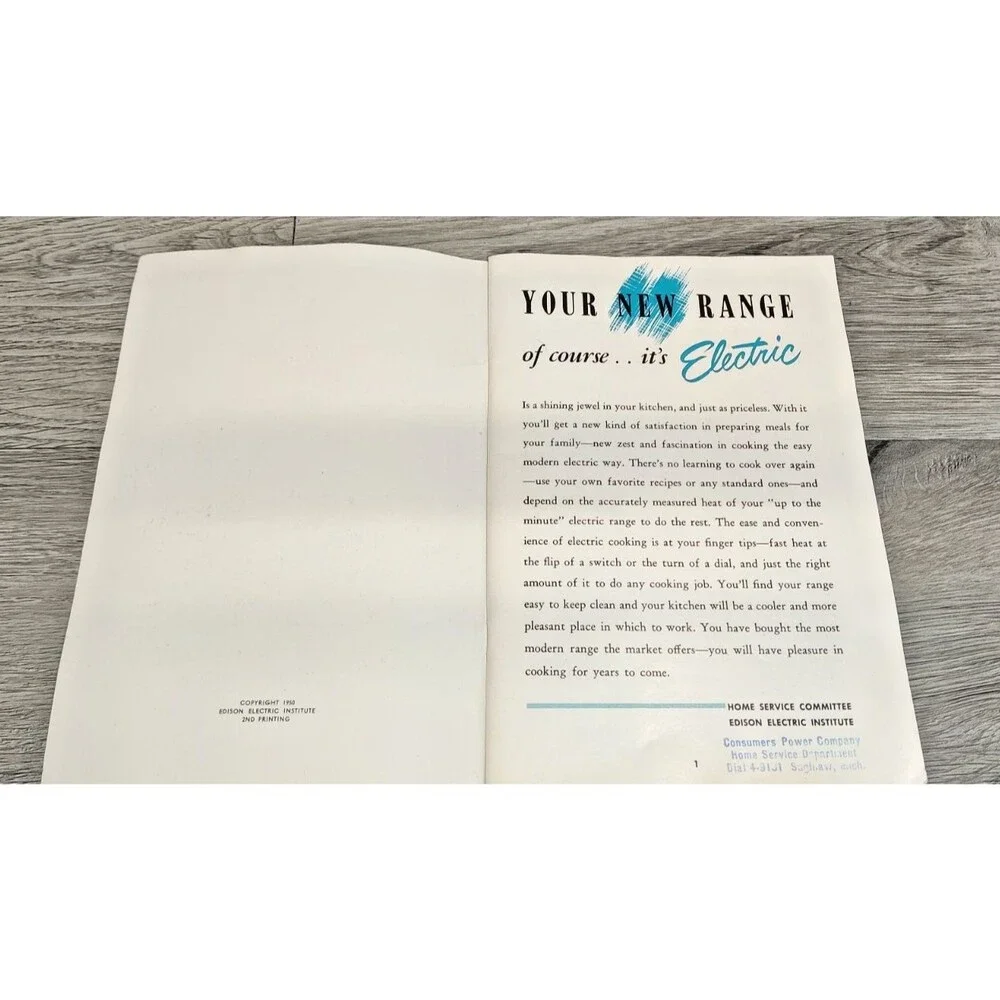 VTG 1950 Carefree Cooking Electrically Cookbook Edison Electric Institute Recipe